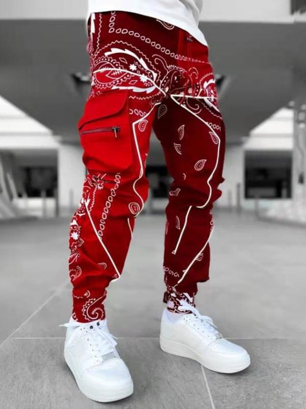 Cashew Flower Printed Cargo Pants