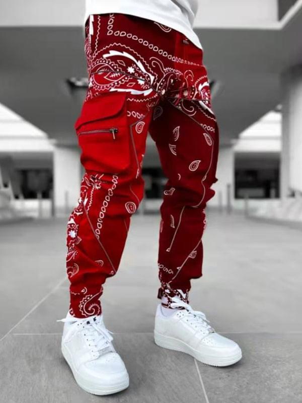 Cashew Flower Printed Cargo Pants