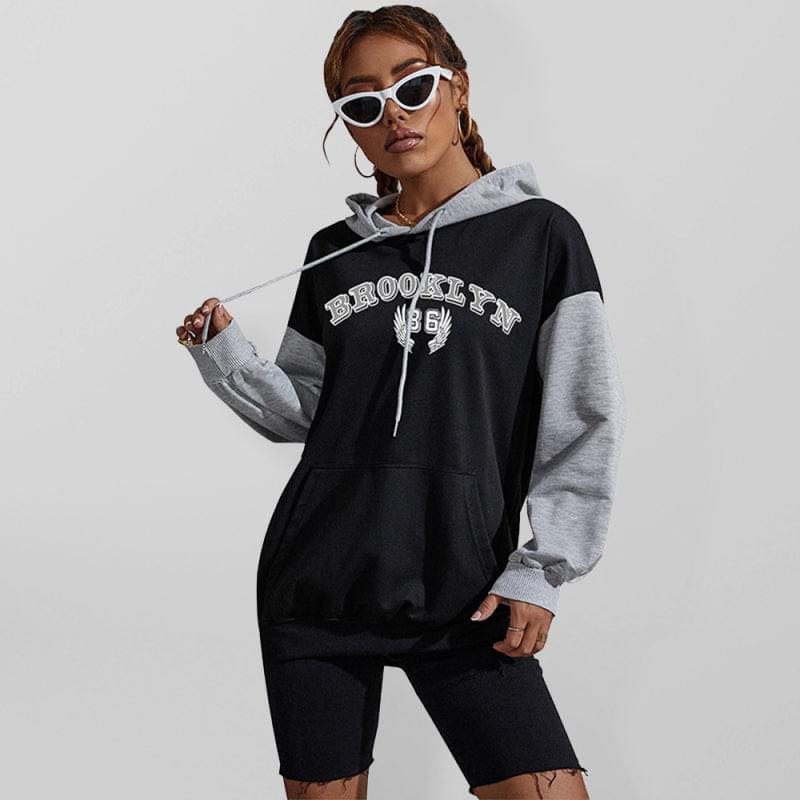 Brooklyn Colorblock Printed Hooded Sweatshirt