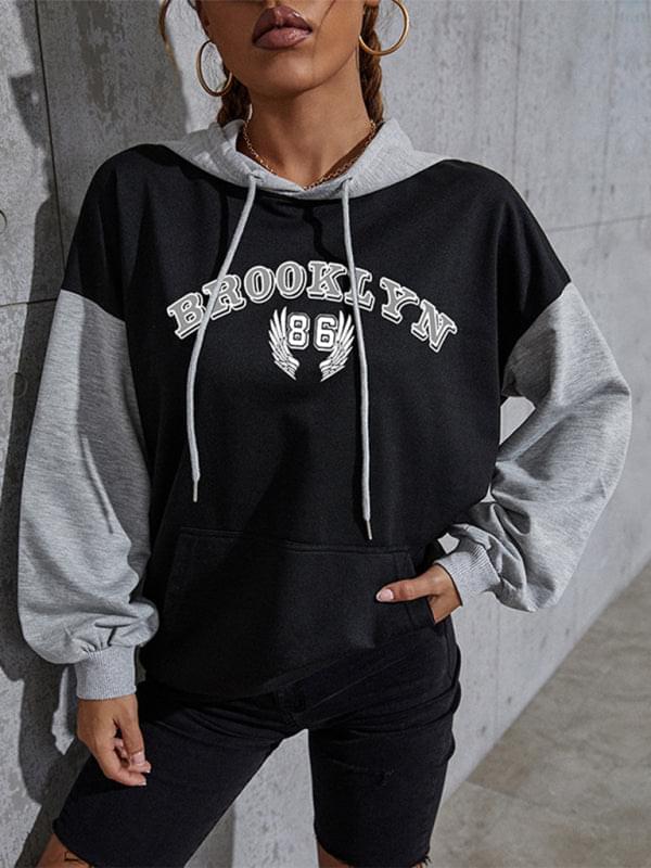 Brooklyn Colorblock Printed Hooded Sweatshirt