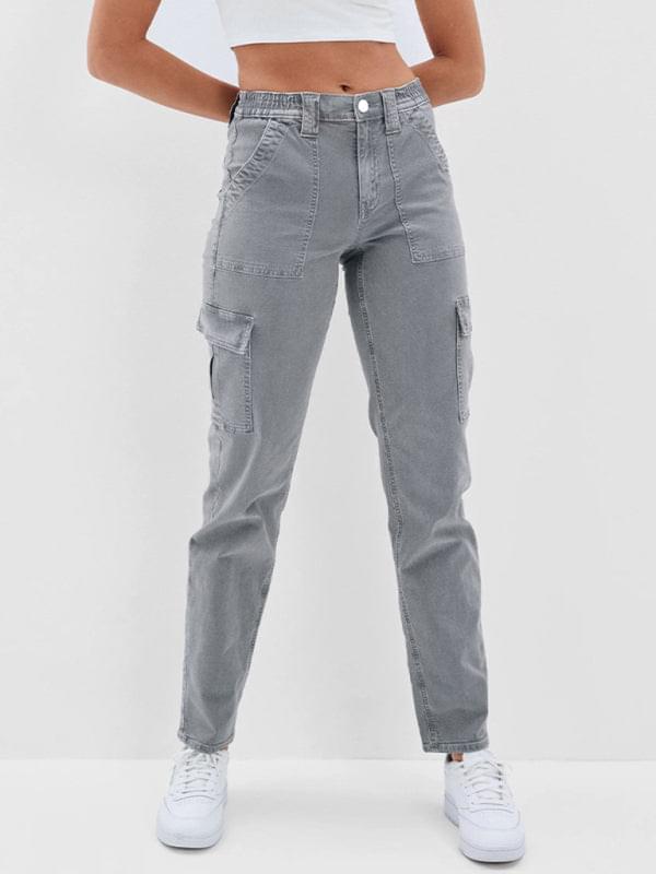 Button Casual Ladies Cotton Trousers