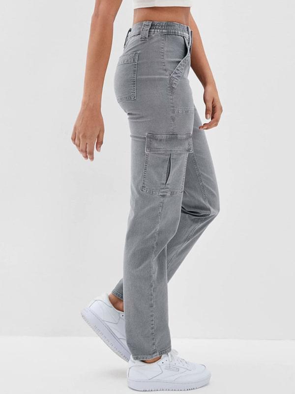 Button Casual Ladies Cotton Trousers