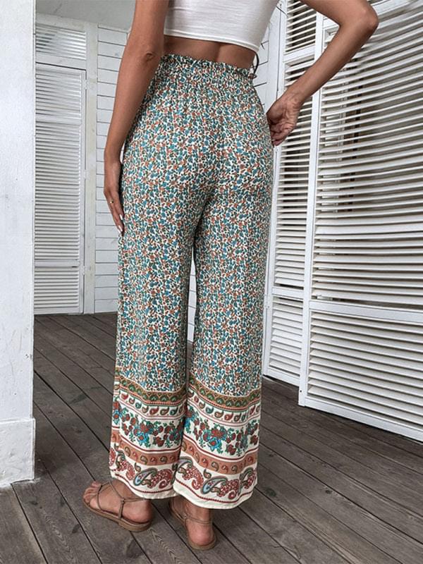 Bohemian Print Wide Leg Pants