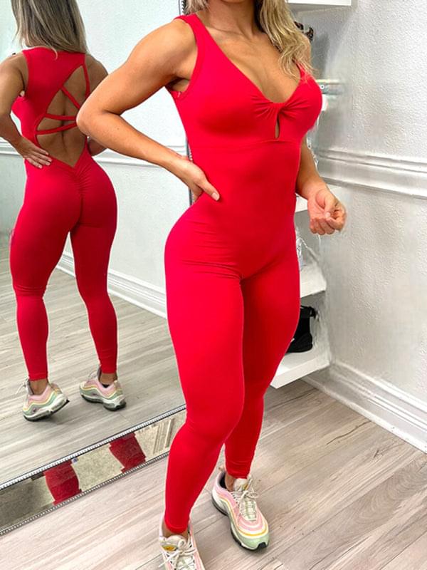 Backless yoga jumpsuit