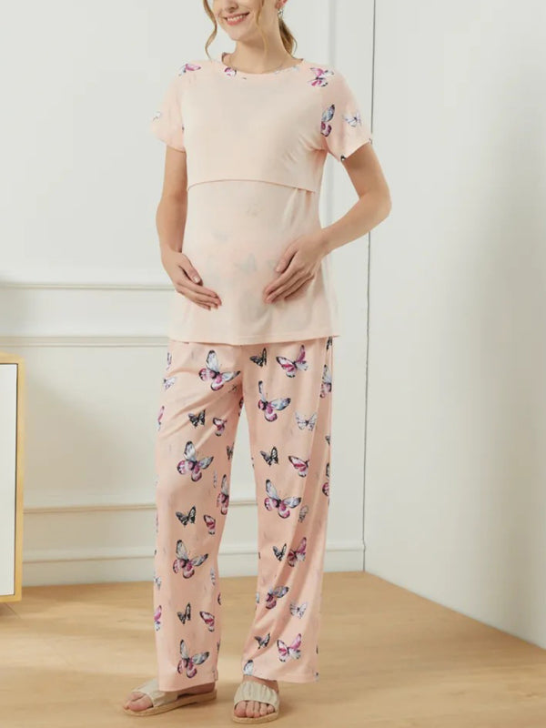 Women's casual short sleeve maternity pajamas - Serenity Land fashion