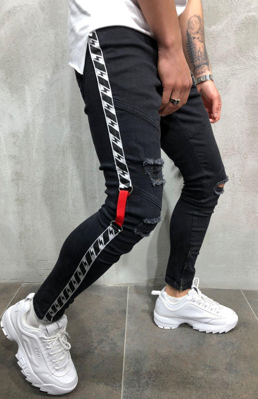 Frayed Slim Fit Long Jeans - Serenity Land fashion