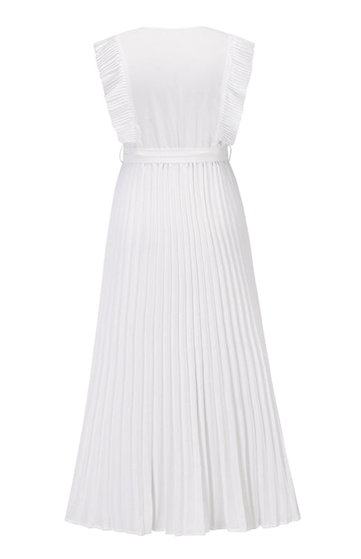 Lotus Leaf Sleeve Chiffon Pleated Dress