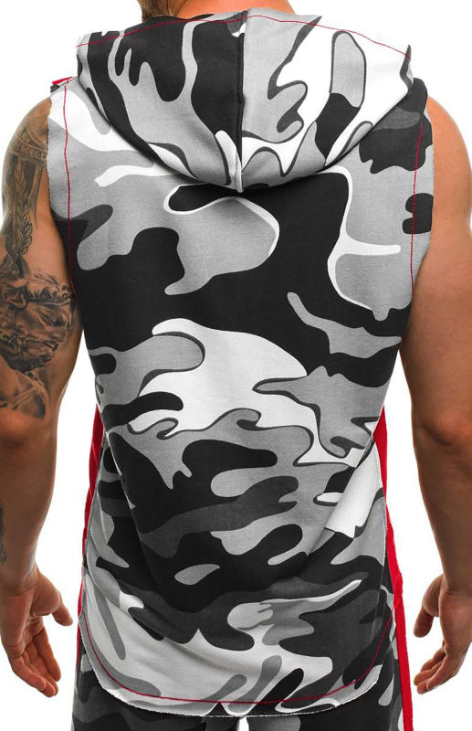 Men's Printed Sleeveless Hooded Tank Top - Serenity Land fashion