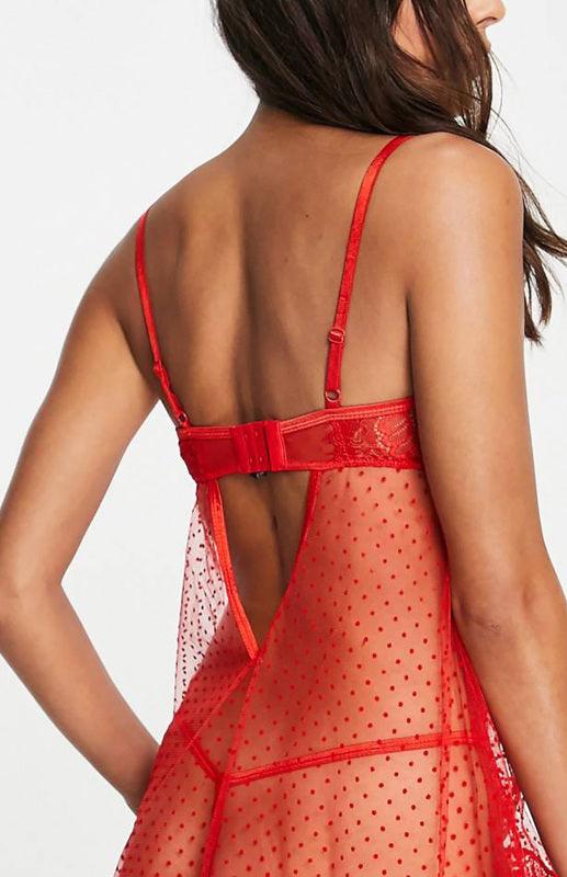 Polka Dot Lace Patchwork Babydoll Set - Serenity Land fashion