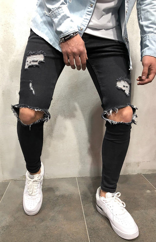 Mid Waist Ripped Slim Jeans - Serenity Land fashion