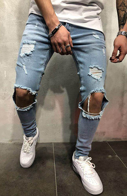 Mid Waist Ripped Slim Jeans - Serenity Land fashion