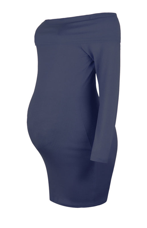 Women's Casual One-Shoulder Maternity Dress - Serenity Land fashion