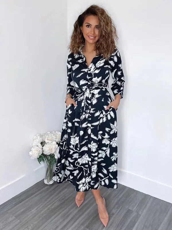 Button Front Midi Dress - Image #3