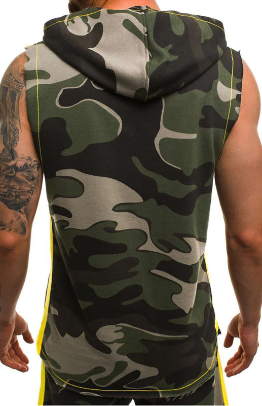 Men's Printed Sleeveless Hooded Tank Top - Serenity Land fashion