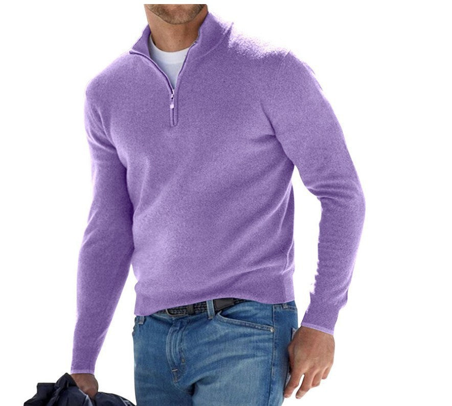 Solid Color Fleece Half Zip Pullover - Serenity Land fashion