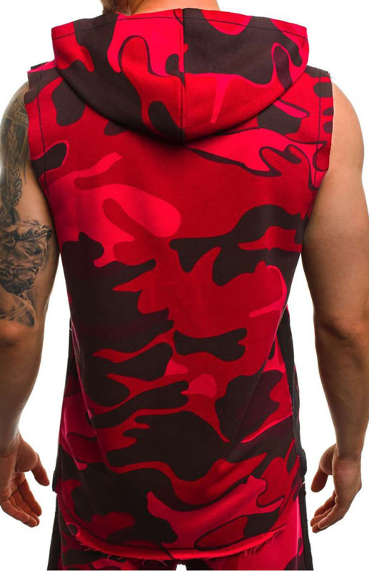 Men's Printed Sleeveless Hooded Tank Top - Serenity Land fashion