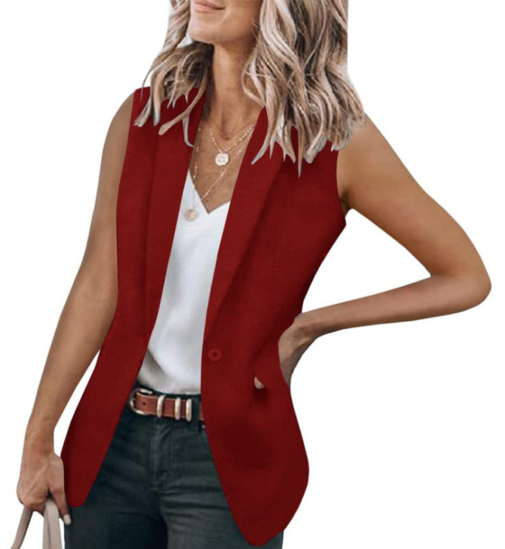 Sleeveless suit jacket, solid color - Serenity Land fashion