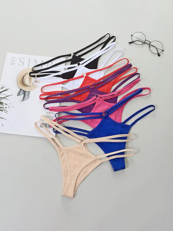 Thin strap hollow triangle low waist ladies panties - Serenity Land fashion