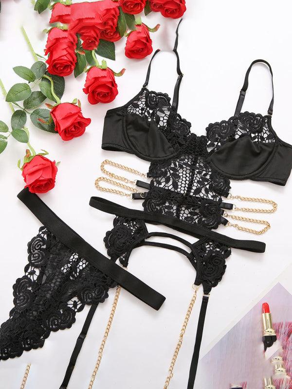 Women's Lace Cross Lingerie Sets - Serenity Land fashion
