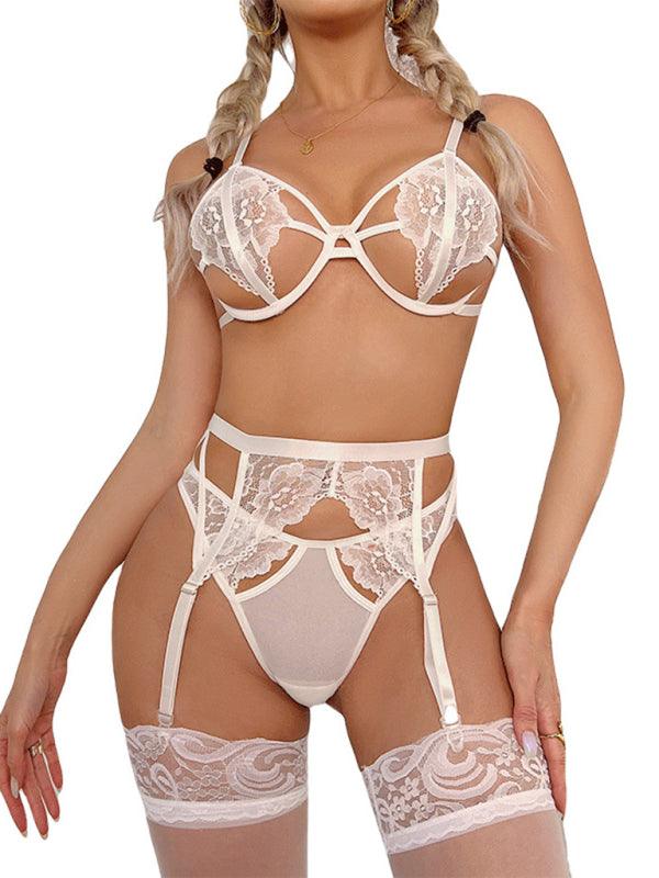 Women's Lace Underwire Four-piece Set - Serenity Land fashion