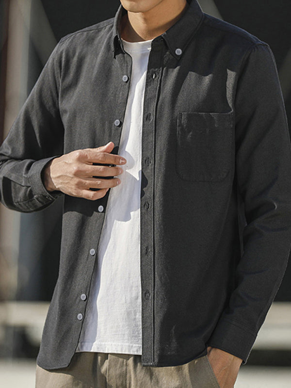 Men's Oxford Long Sleeve Casual Shirt - Serenity Land fashion