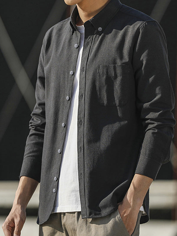 Men's Oxford Long Sleeve Casual Shirt - Serenity Land fashion