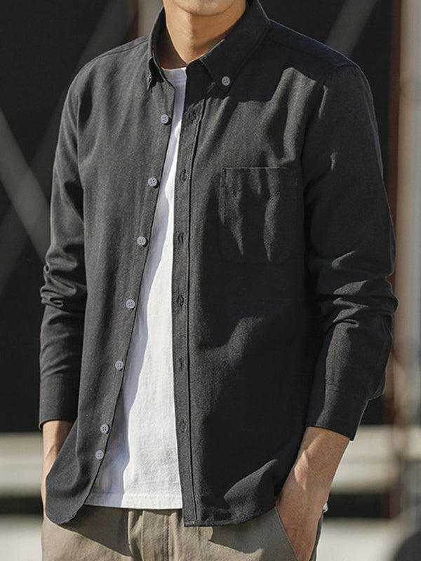 Men's Oxford Long Sleeve Casual Shirt - Serenity Land fashion