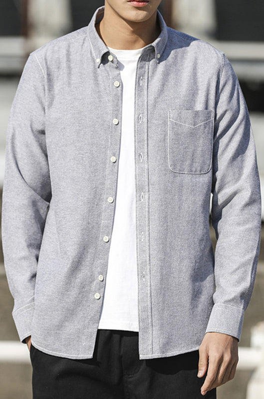 Men's Oxford Long Sleeve Casual Shirt - Serenity Land fashion