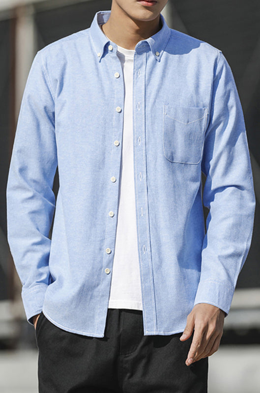 Men's Oxford Long Sleeve Casual Shirt - Serenity Land fashion