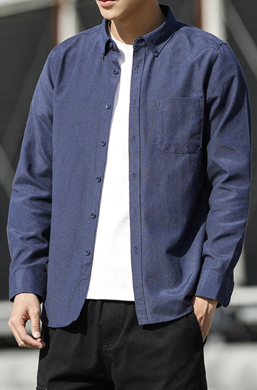 Men's Oxford Long Sleeve Casual Shirt - Serenity Land fashion