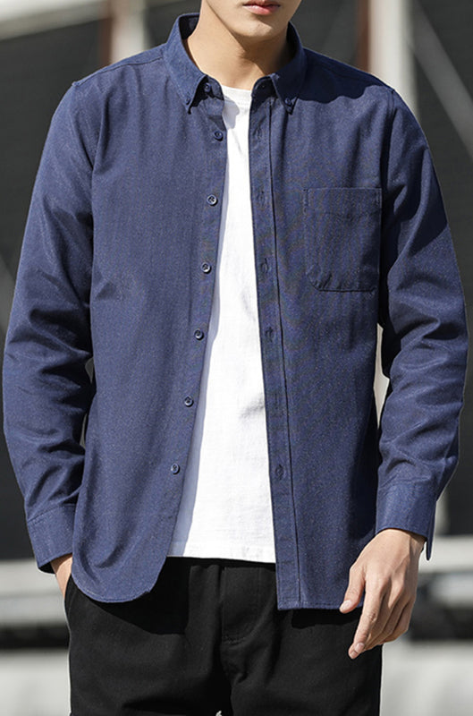 Men's Oxford Long Sleeve Casual Shirt - Serenity Land fashion