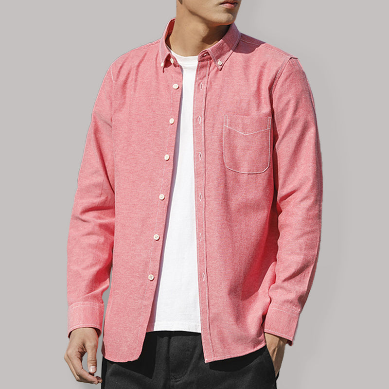 Men's Oxford Long Sleeve Casual Shirt - Serenity Land fashion