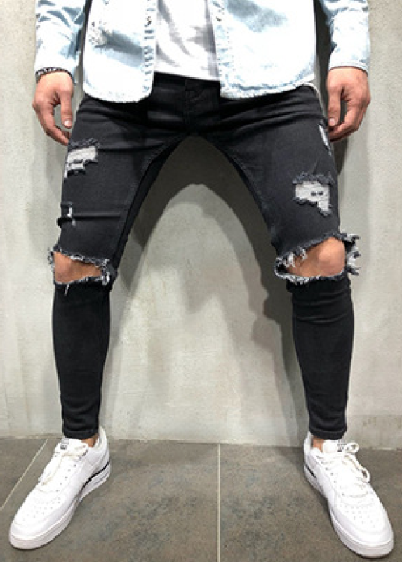 Mid Waist Ripped Slim Jeans - Serenity Land fashion