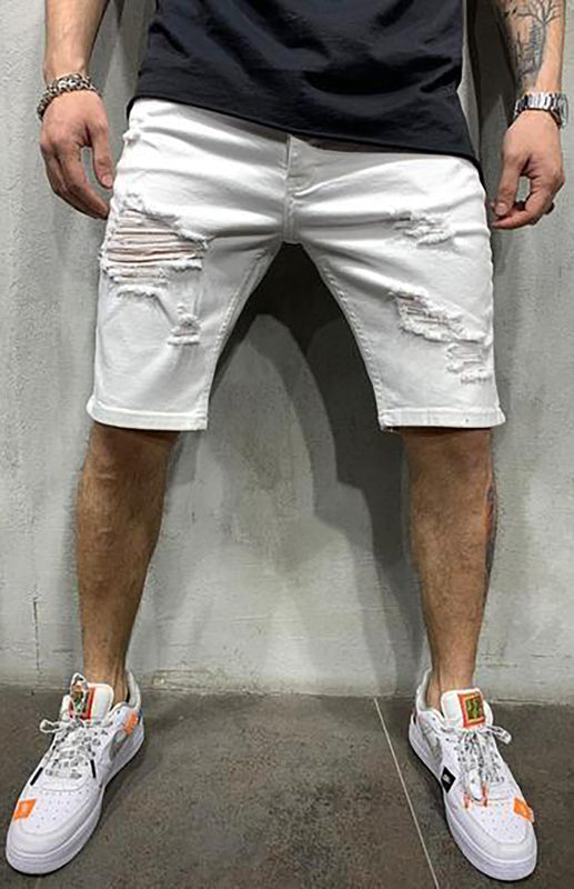Mid Waist Ripped Slim Shorts - Serenity Land fashion