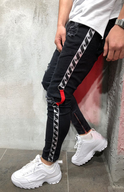 Frayed Slim Fit Long Jeans - Serenity Land fashion