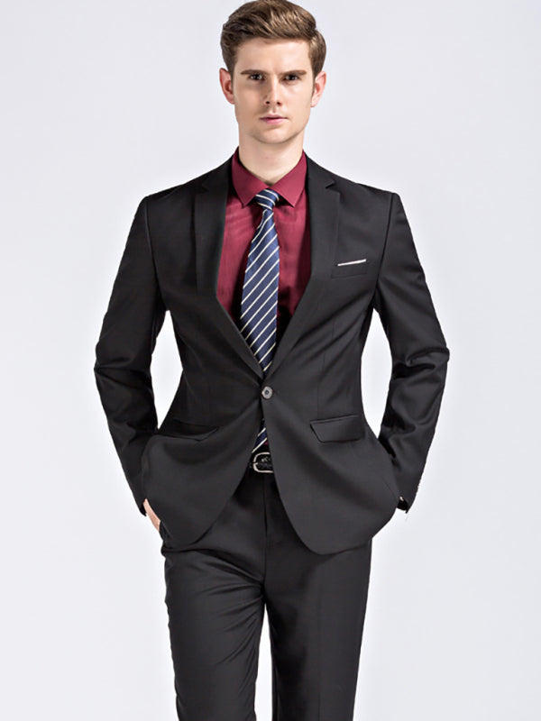 Slim Fit Business Two Piece Suit - Serenity Land fashion