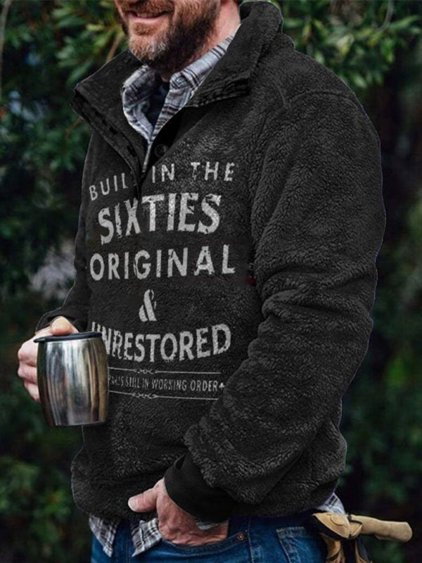 Men’s Faux Fur Quarter Zip Up Sweatshirt - Serenity Land fashion