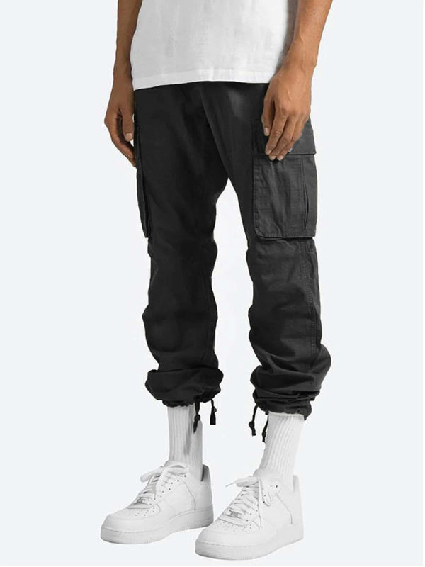 Solid Color Relaxed Cargo Pants - Serenity Land fashion