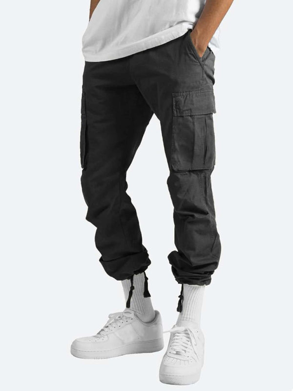 Solid Color Relaxed Cargo Pants - Serenity Land fashion