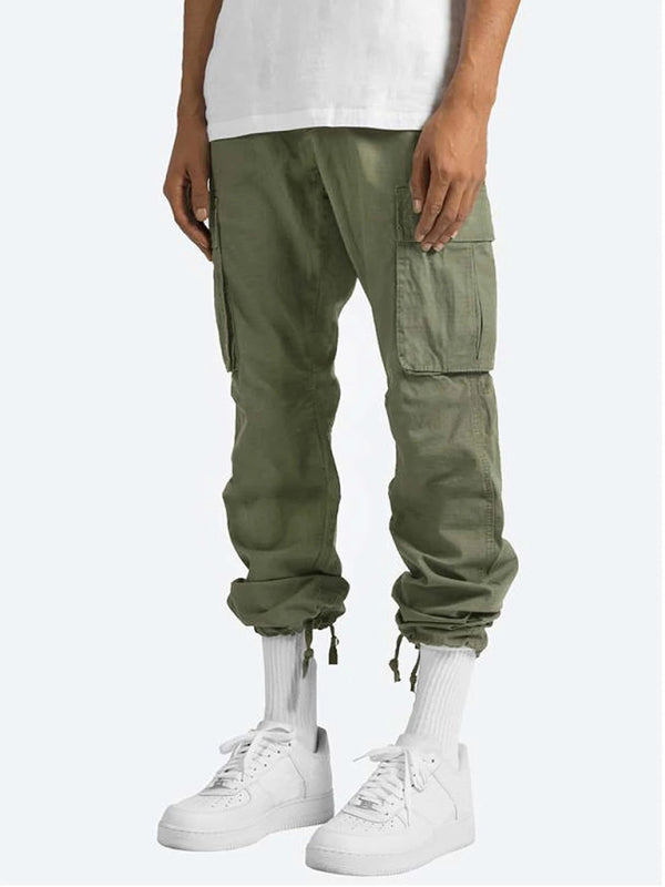 Solid Color Relaxed Cargo Pants - Serenity Land fashion