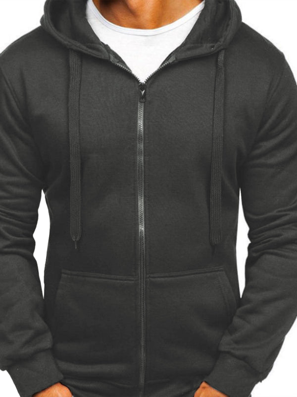Solid Color Basic Zipper Hoodie - Serenity Land fashion
