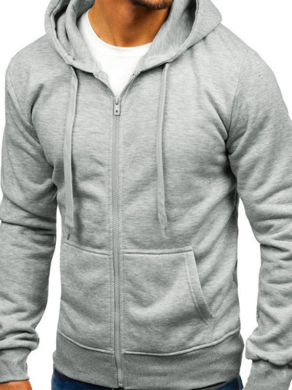 Solid Color Basic Zipper Hoodie - Serenity Land fashion