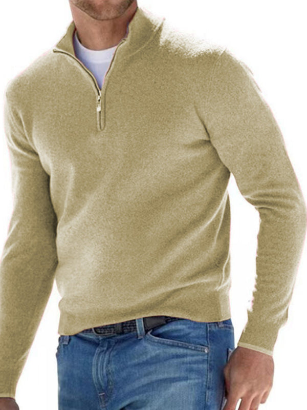 Solid Color Fleece Half Zip Pullover - Serenity Land fashion