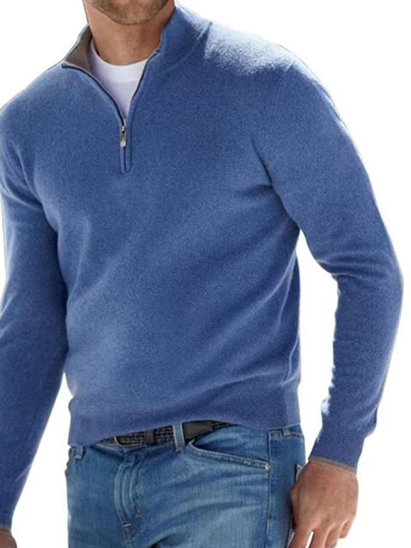 Solid Color Fleece Half Zip Pullover - Serenity Land fashion