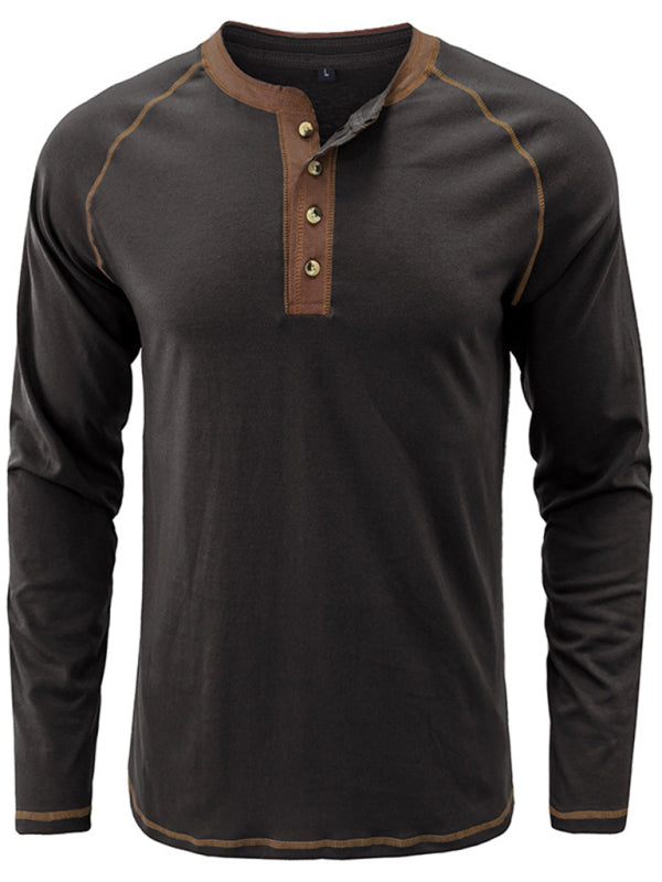 Thermal Henley Trim T Shirt - Serenity Land fashion