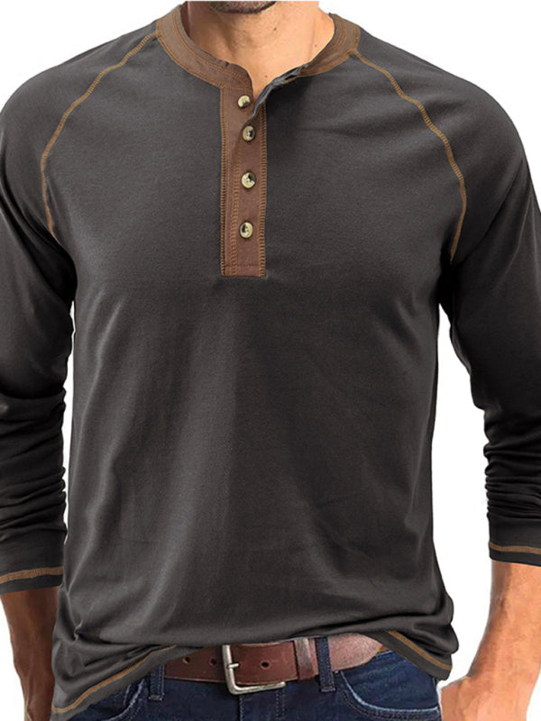 Thermal Henley Trim T Shirt - Serenity Land fashion