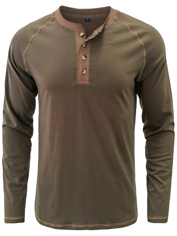 Thermal Henley Trim T Shirt - Serenity Land fashion