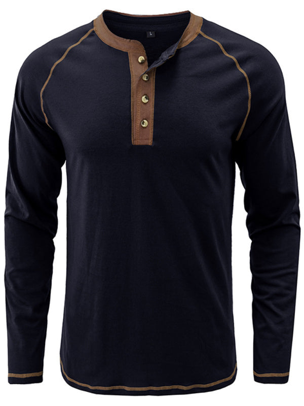 Thermal Henley Trim T Shirt - Serenity Land fashion