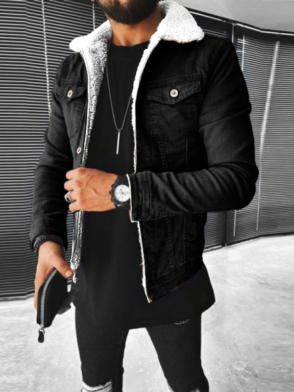 Plush Style Thickened Denim Men's Outer Jacket - Serenity Land fashion