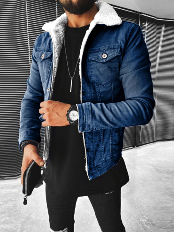 Plush Style Thickened Denim Men's Outer Jacket - Serenity Land fashion